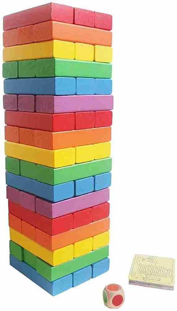 PromoCart Jenga Wooden Colorful Building Blocks Educational Game