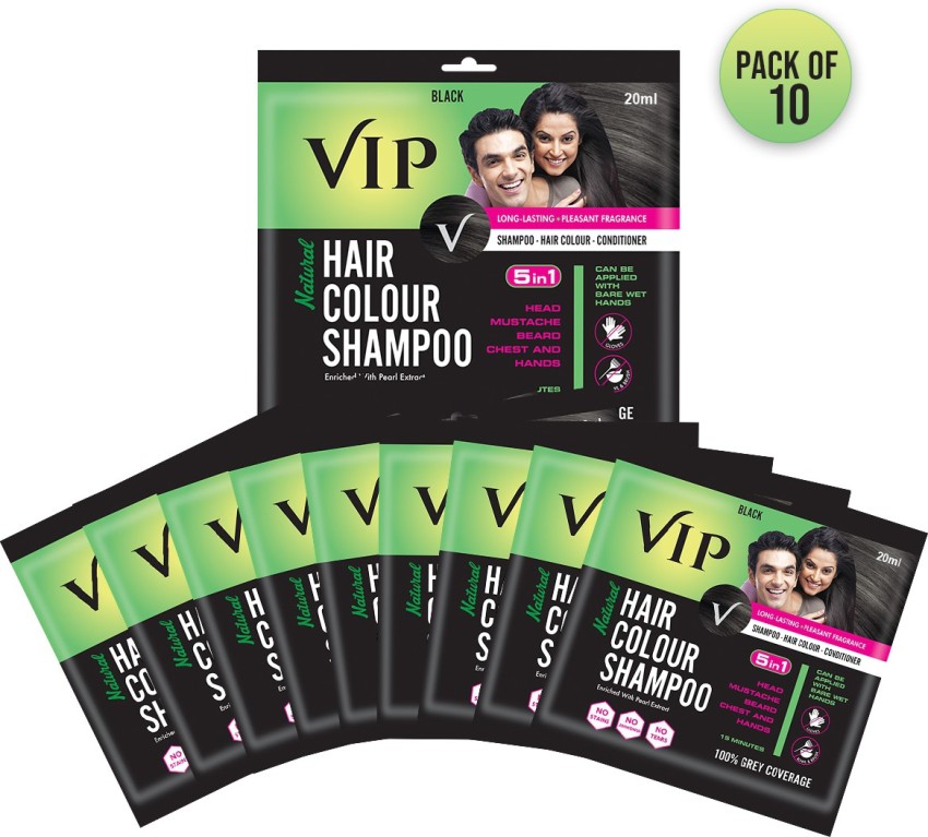 VIP 5 in 1 Hair Color Shampoo Pack of 6  Black  Price in India Buy VIP  5 in 1 Hair Color Shampoo Pack of 6  Black Online In India Reviews  Ratings  Features  Flipkartcom