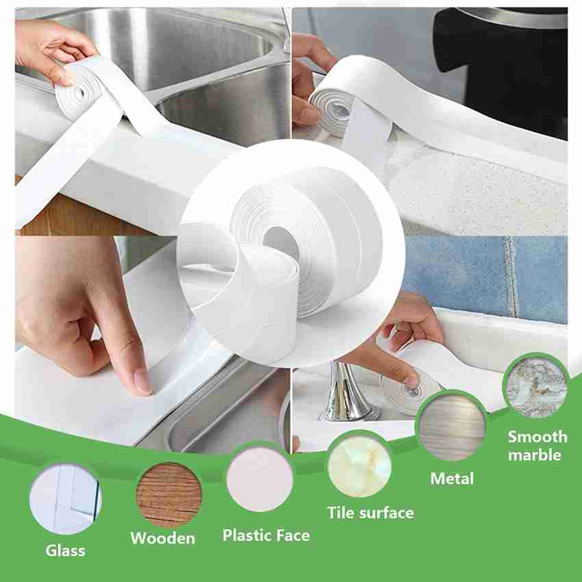 Bath Sealant Strip, Waterproof Bathroom Sealant White Anti Mould Strip,  Self Adhesive Caulk Strip Sealant Tape for Bathroom, Kitchen, Tub and Wall  Corner Edge (320 x 3.8cm) 