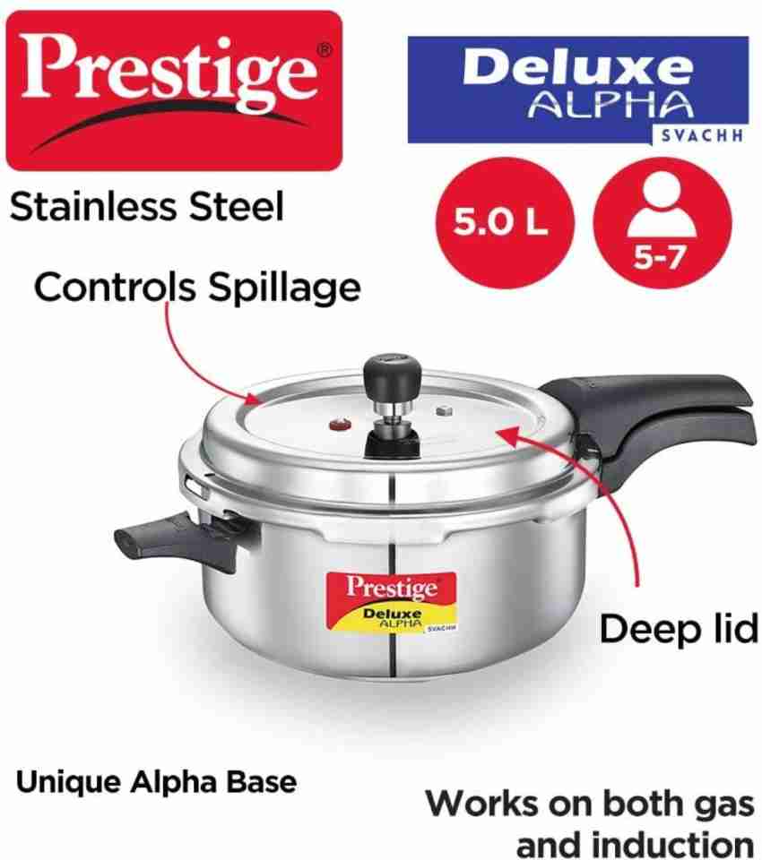 Prestige Deep pan steel 5 L Outer Lid Induction Bottom Pressure Cooker Pressure Pan Price in India Buy Prestige Deep pan steel 5 L Outer Lid Induction Bottom Pressure Cooker