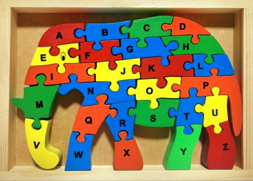 Mindz ALPHABET ELEPHANT JIGSAW PUZZLE MN 225 ALPHABET ELEPHANT JIGSAW PUZZLE MN 225 Buy CrazyCrafts Wooden Jigsaw Puzzle Elephant Toy With A Z English Alphabets And Numbers Puzzle Jigsaw Blocks Multic...