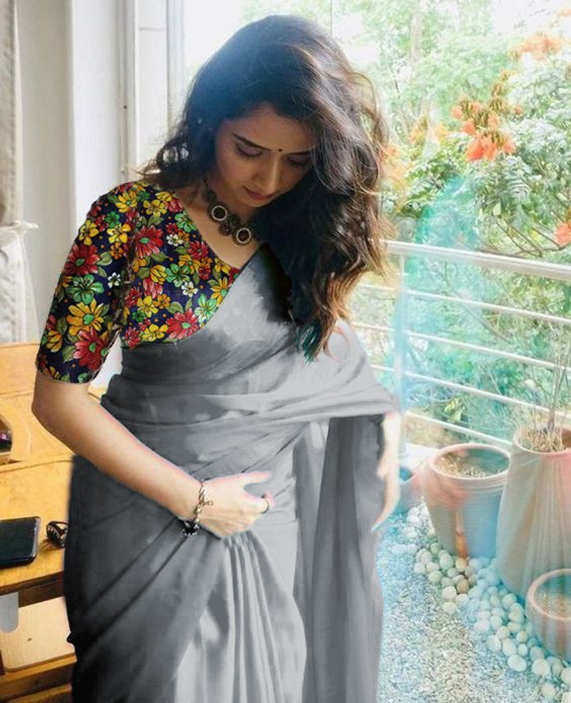 blouse for plain grey saree
