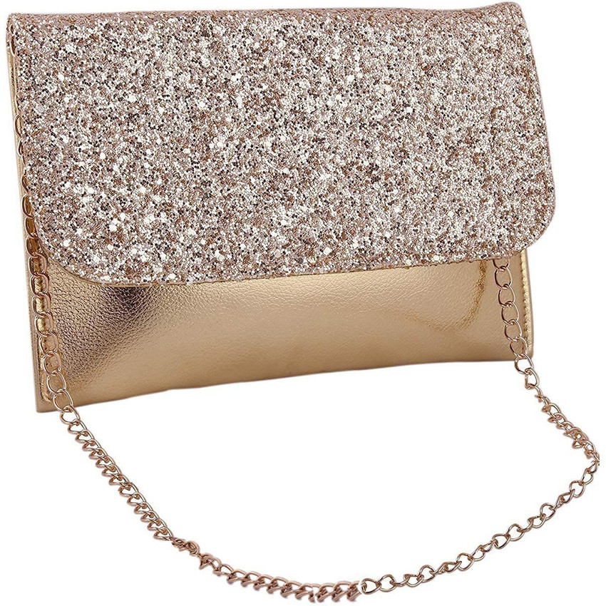 DN Creation Gold Sling Bag Elegant Party Clutch Bag Chain Sling Bag For Women Girls GOLD Price in India Flipkart