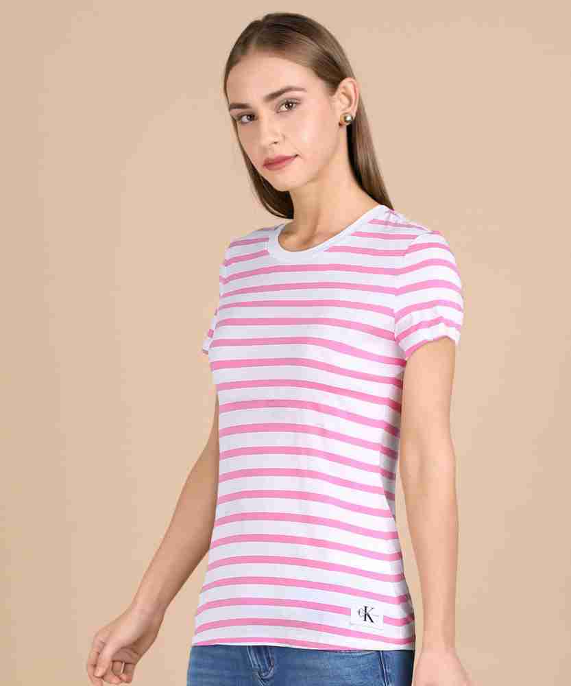 Pink striped t shirt clearance