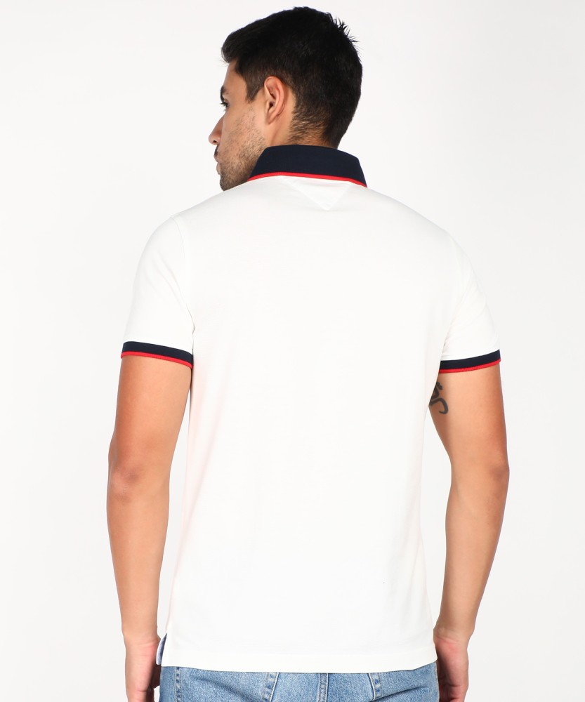 TOMMY HILFIGER Solid Men Polo Neck White T-Shirt - Buy TOMMY