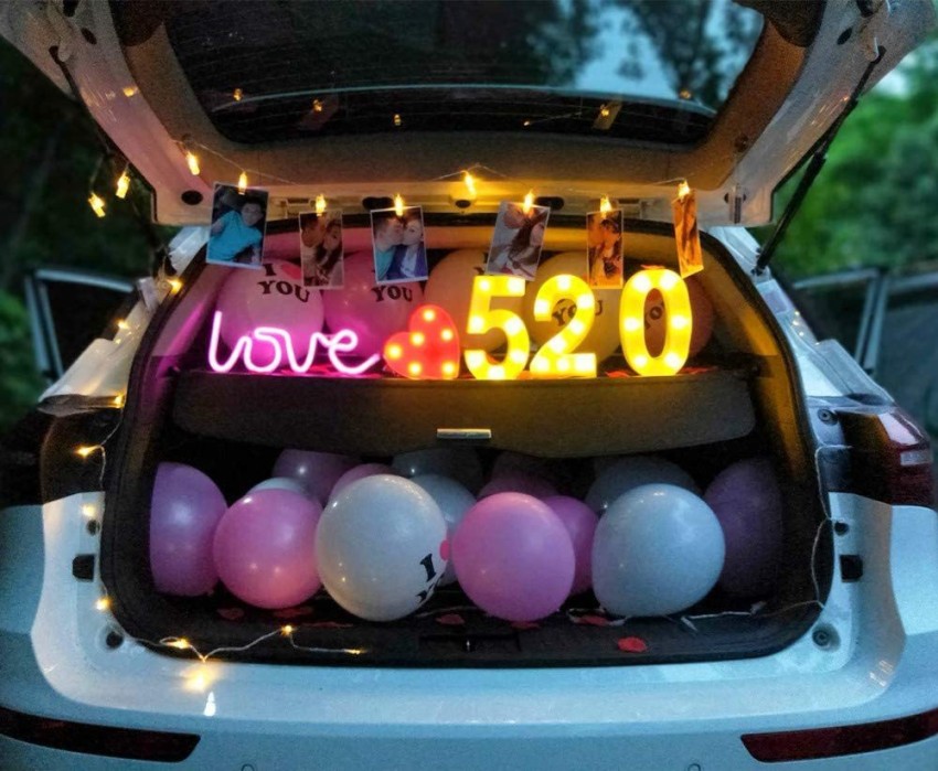 Bluetooth LED Car Sign with Solar and USB Charging Pink Color LED