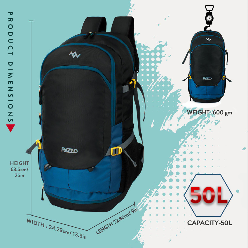 PAZZO High Quality 50L Travel Backpack Bag for Men and Women with