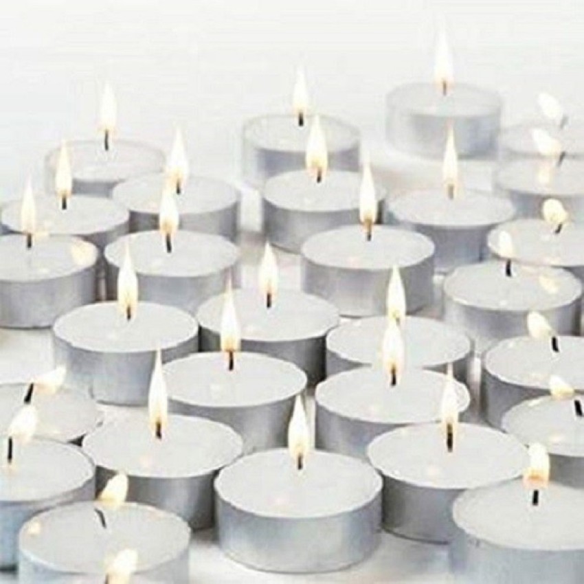 100pc White Unscented Wax Tea Lights Candles with 4 Hour Burn Time