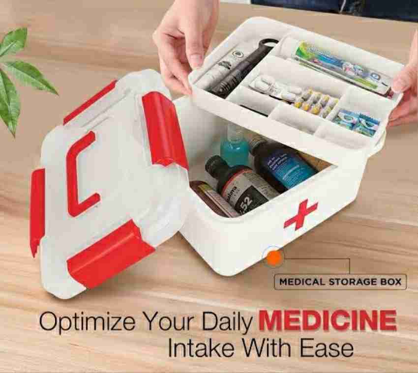 1pc Medicine Box First-aid Medicine Organizer Double Layer Medicine Cabinet