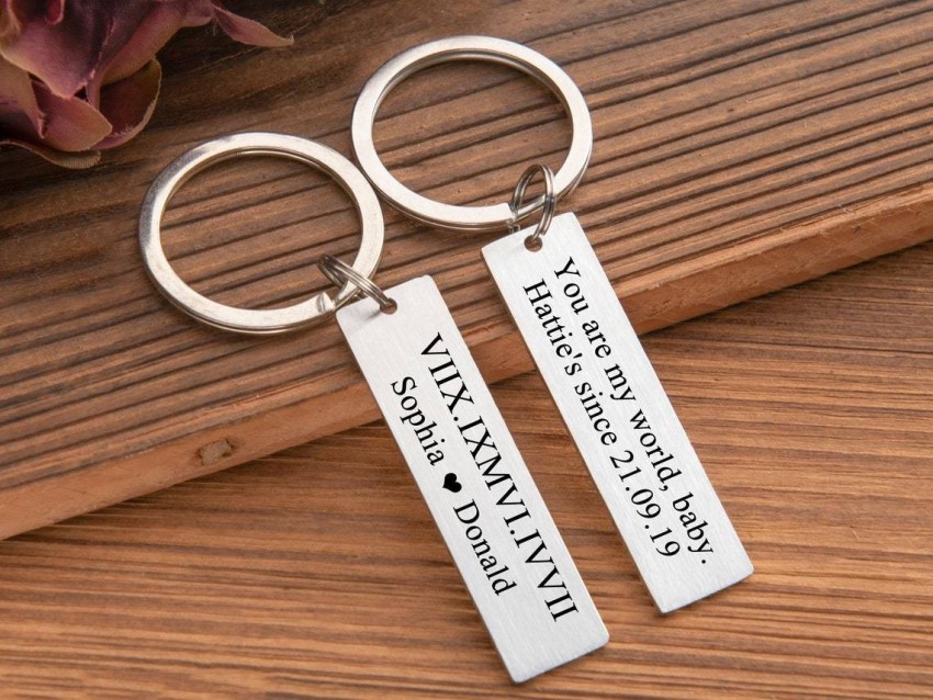 Quote Engraved Personalized Keychain for Him - Mens Accessories Brown / Stainless Steel