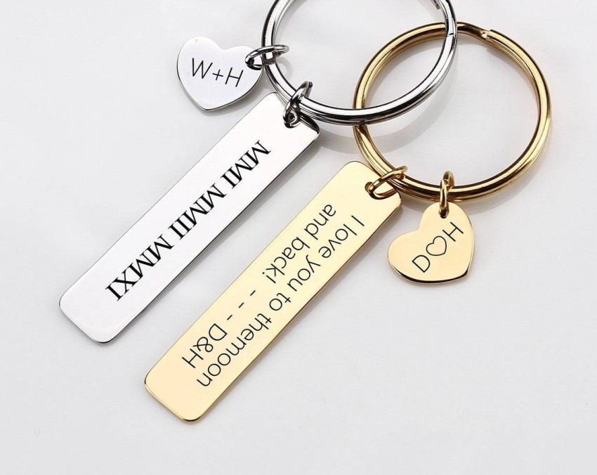 Custom Keychain, Gift for Him - Personalized Engraved Wood Keychain, Anniversary Gift, PersonalFury, Pack 5