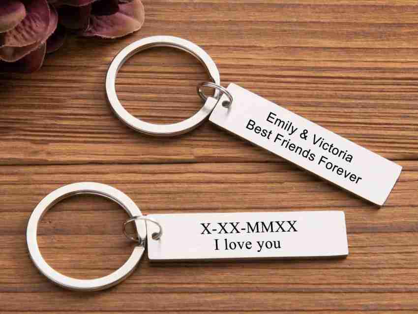 Silver Bar Key Chain - Personalized with Your Special Message and Name -  Hand Stamped Sterling Silver - Custom Wide Bar Keychain