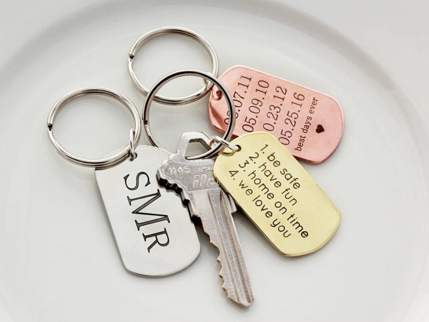 Luxury Brings Custom Keychain Personalized Keychains Engraved Bar Key Chain  Stainless Steel Keychain Drive Safe Mens Gift Boyfriend Gift Father Gifts Key  Chain Price in India - Buy Luxury Brings Custom Keychain