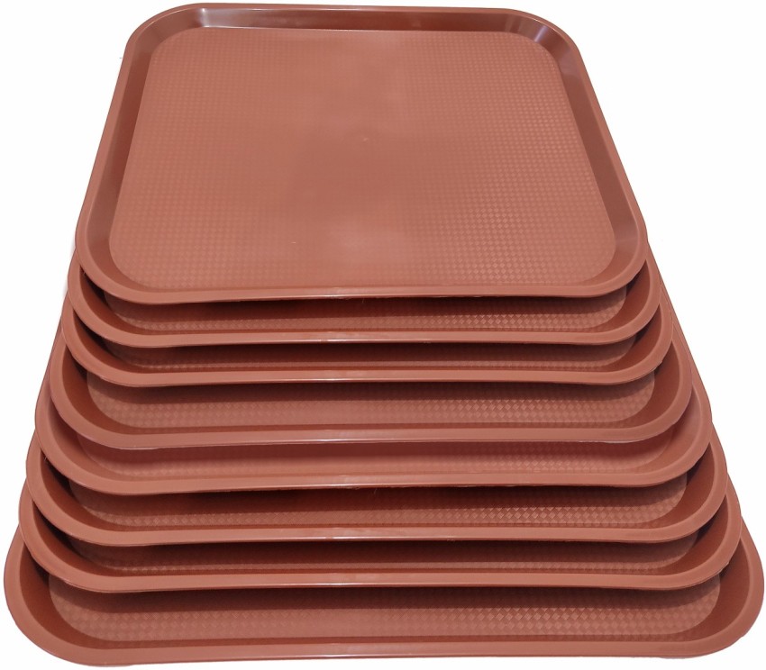 SMART SLIDE Unbreakable 14”x18” Plastic Cafeteria (Set of 8 - Red) /Fast  Food Tray, Platter, Serving Tray for Breakfast, Cold-drink, Restaurant