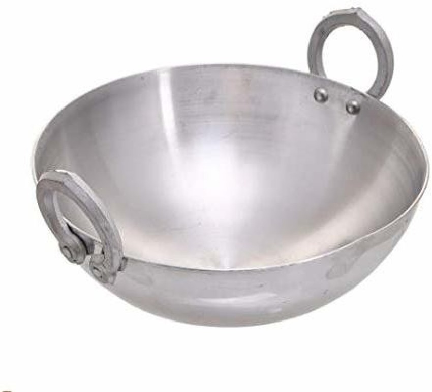 New Aluminum Cooking Wok, Indian Kadai, Deep Frying Pan, 6 Liter