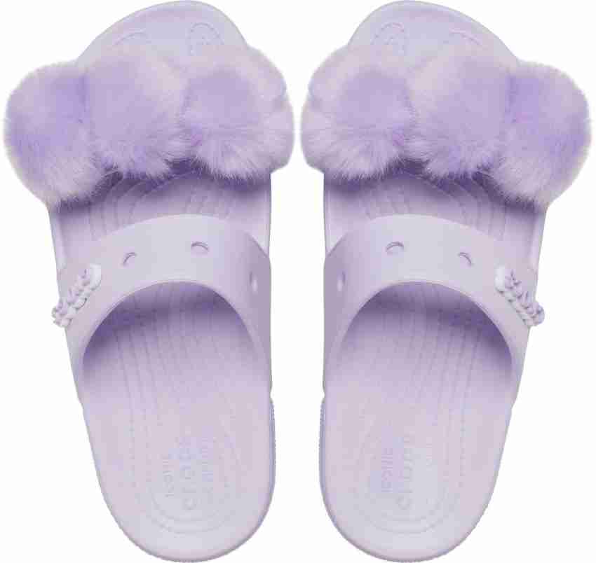 Fluffy discount crocs purple