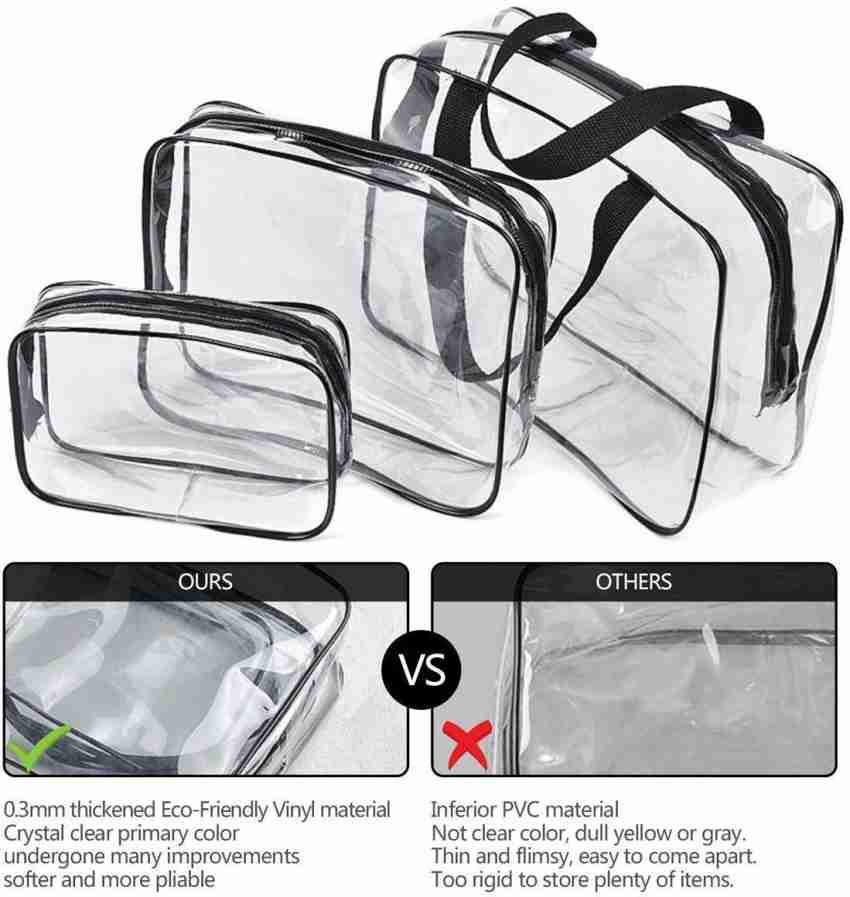 3 in 1 Clear Cosmetic Makeup Bags Kit Set, Portable Transparent PVC Vinyl  Small Toiletry Travel Wash Bag Organizer Storage Pouch with Zipper 