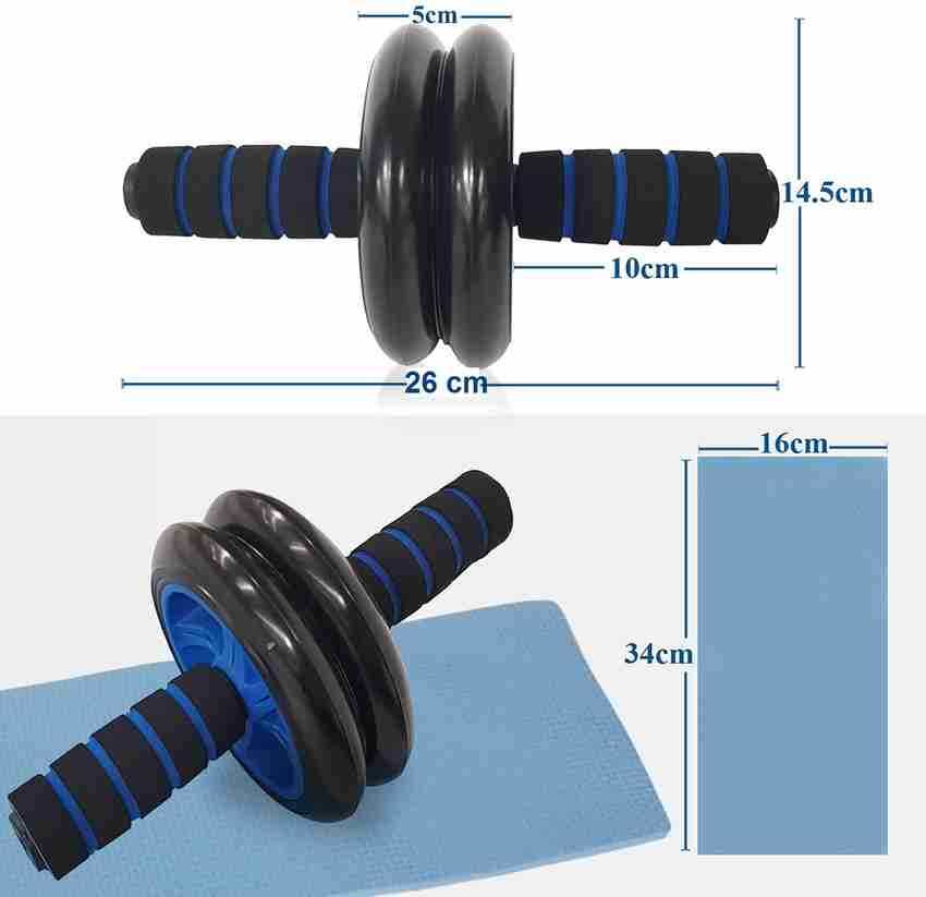 Adrenex by Flipkart 2 Wheel Abs Roller with Sweat Absorb Handles Knee Pad For Core Workout Exercise Ab Exerciser
