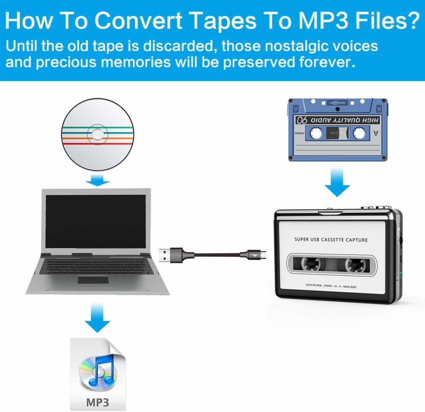 USB Portable Cassette Tape Player Converter Capture to MP3 PC