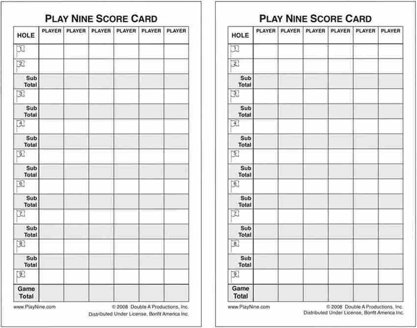 Play Nine  The Card Game Of Golf