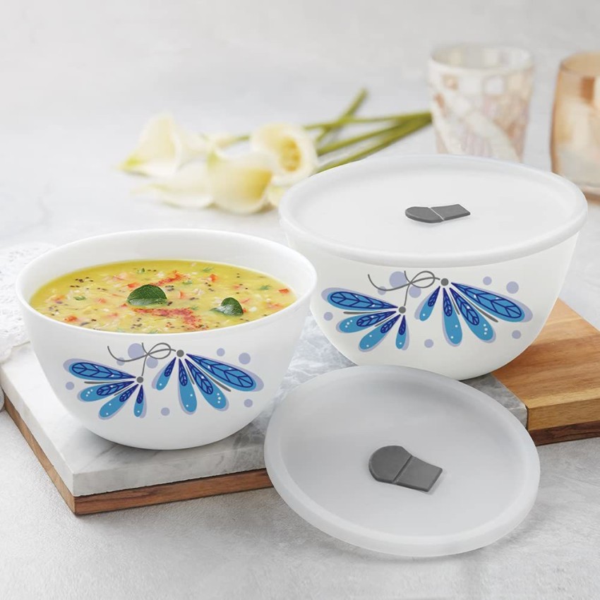 Buy Borosil Basic Glass Mixing & Serving Bowls With Lids