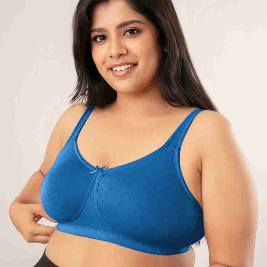 Nykd Flawless Me Breast Separator Cotton Bra - Non Padded, Wireless, Full  Coverage - Blue