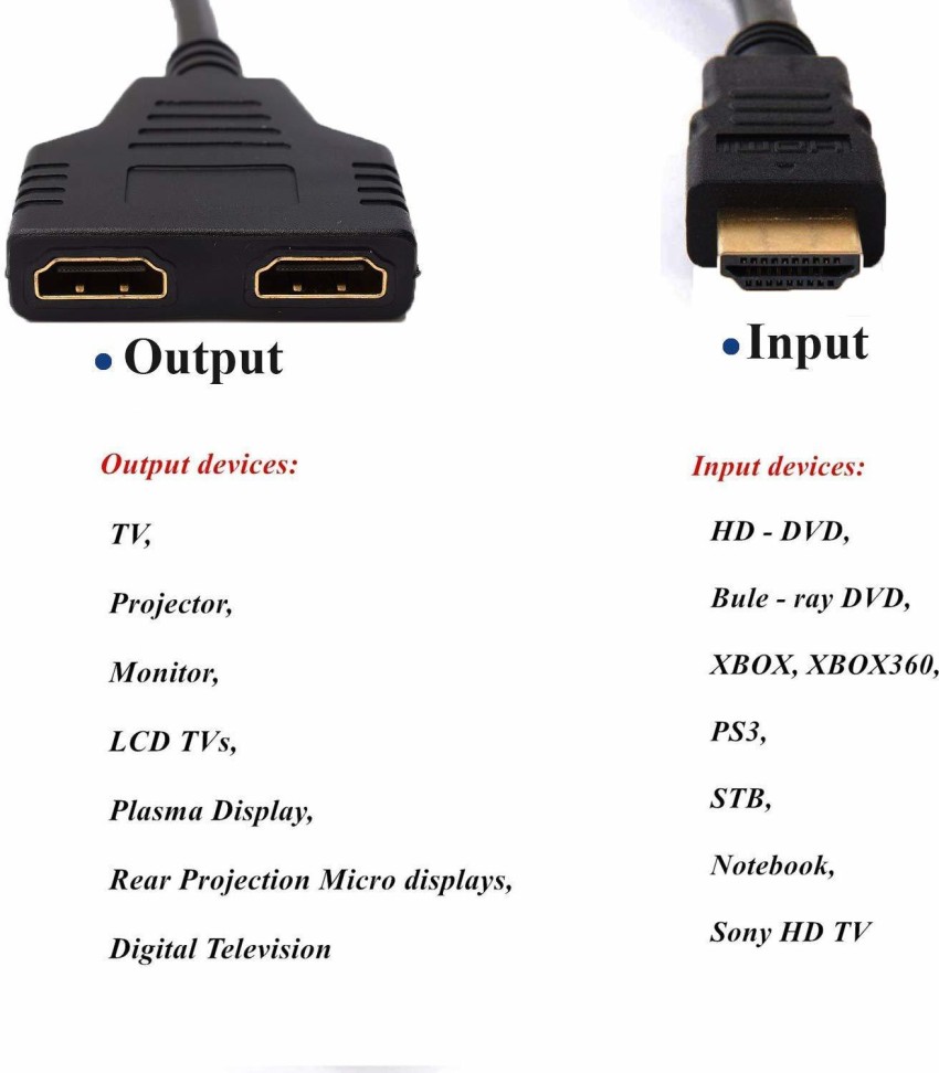 Tobo Hdmi Male To Dual Hdmi Female 1 To 2 Way Splitter (Pack Of-10) -  Td-441H