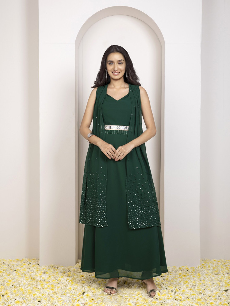 indya Women Maxi Green Full Length Dress - Buy indya Women Maxi Green Full  Length Dress Online at Best Prices in India | Flipkart.com