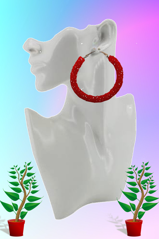 Red circle earrings store