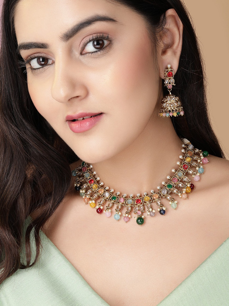 RUBANS Alloy Gold plated Gold Jewellery Set Price in India Buy