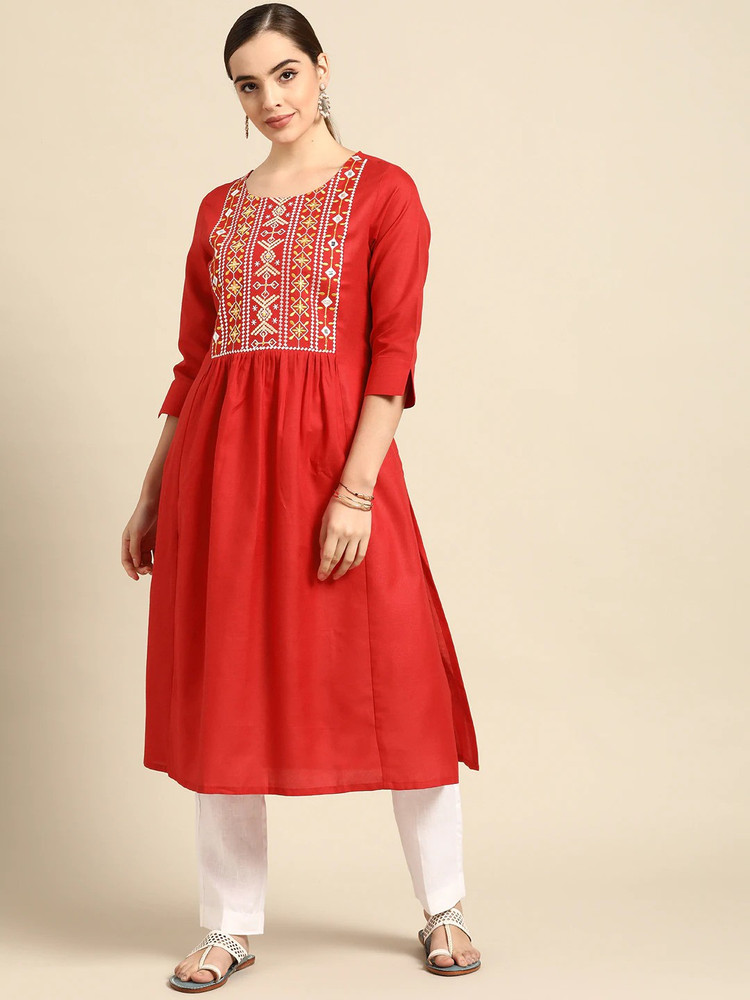 ANOUK Women Embroidered Flared Kurta Buy ANOUK Women Embroidered