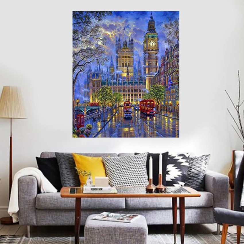 Paint by Numbers WITH FRAME London, Painting by Number Kit for Adult on  Canvas Framed Tower 