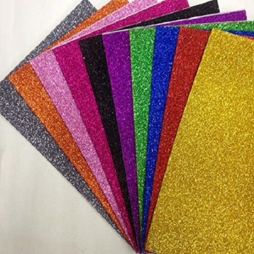 Glitter Paper A4 - 12 Sheets Assorted Colours - 80gsm - Card Scrapbooking  Craft