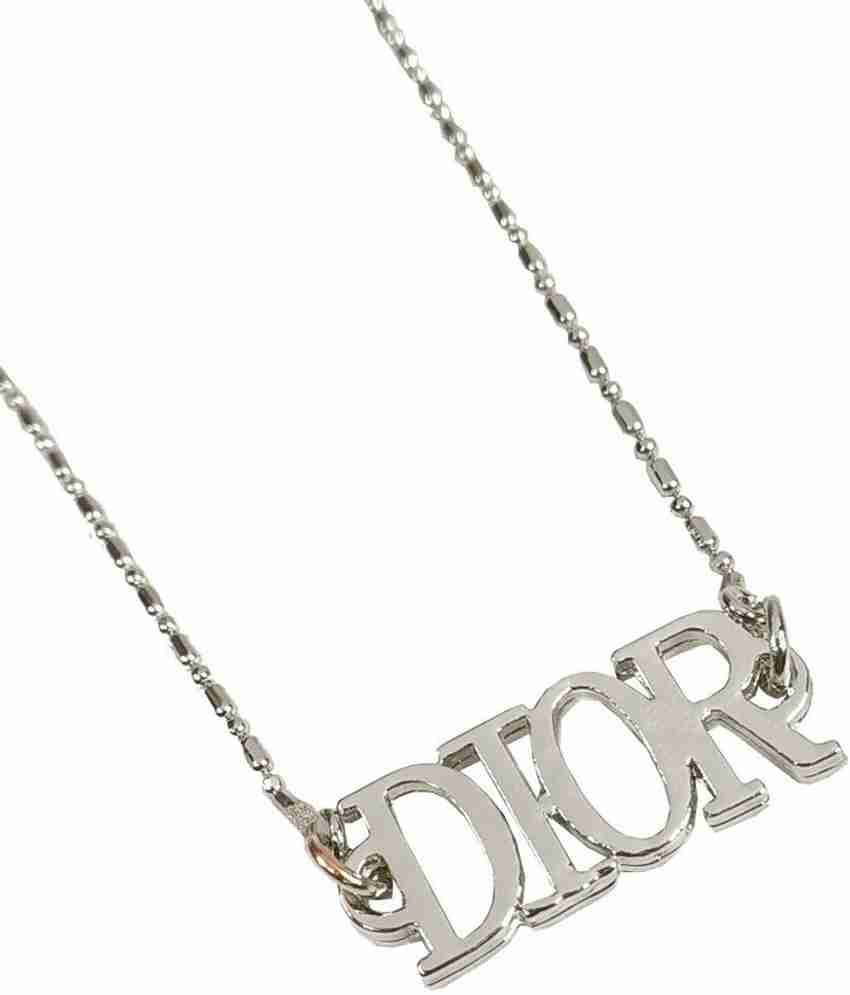 Dior letter necklace silver hot sale