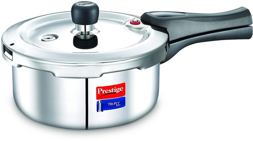 Induction Base Silver 2 Litre Prestige Flip On Stainless Steel Pressure  Cooker, For Cooking, Size: 31 X 21.7 X 14.5 cm(lxhxw)