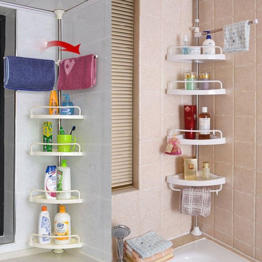 Bathroom Shower Bath Caddy Corner Storage Rack Wall Shelf Pole Organizer