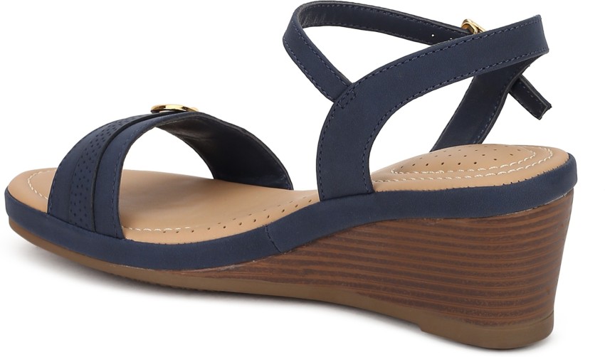 Navy blue wedge discount sandals