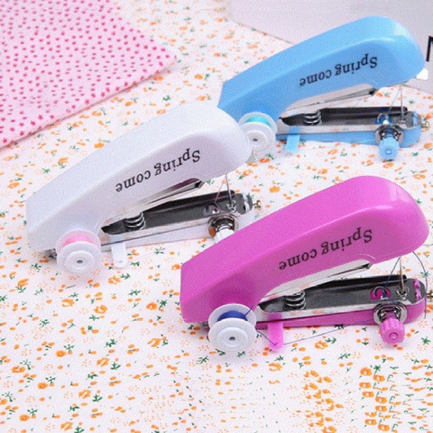 Buy IBS Portable Mini Manual Stapler Style Hand Sewing Machine, Craft  Clothes, Stitch Handheld Cordless, Travel Use Convenience Cordless (Multi  Color 1 Set) Material 10% Metal, 90% Plastic. Online at Best Prices