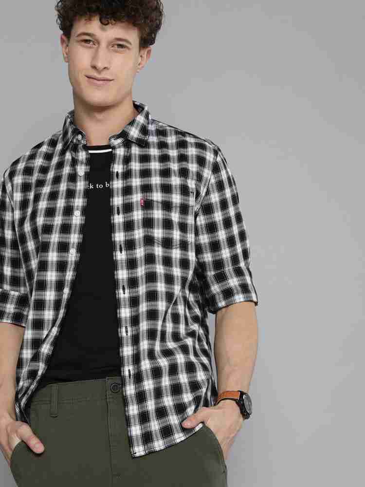 levi's black and white check shirt