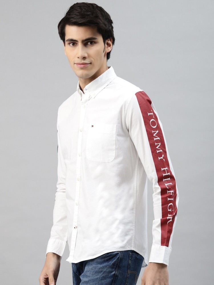TOMMY HILFIGER Men Printed Casual White Shirt - Buy TOMMY HILFIGER Men  Printed Casual White Shirt Online at Best Prices in India