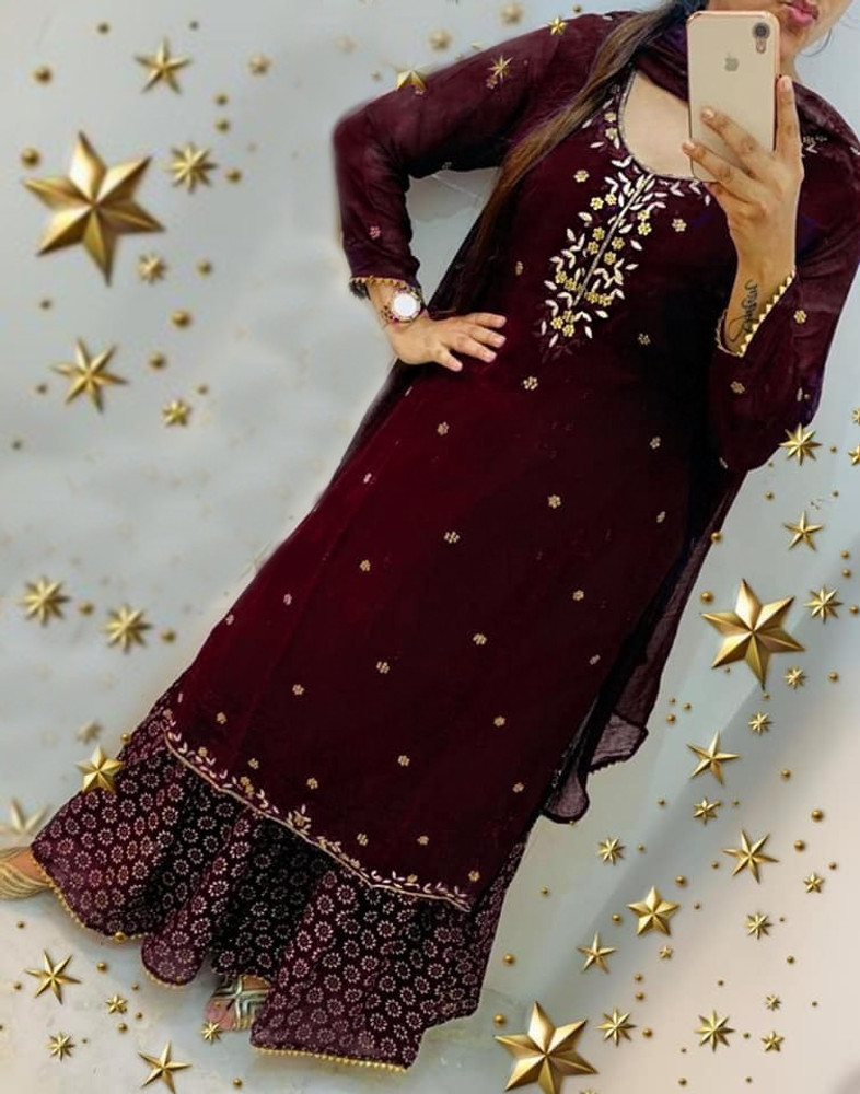 saanvi collection Embroidered Kurta Sharara Dupatta Set Buy