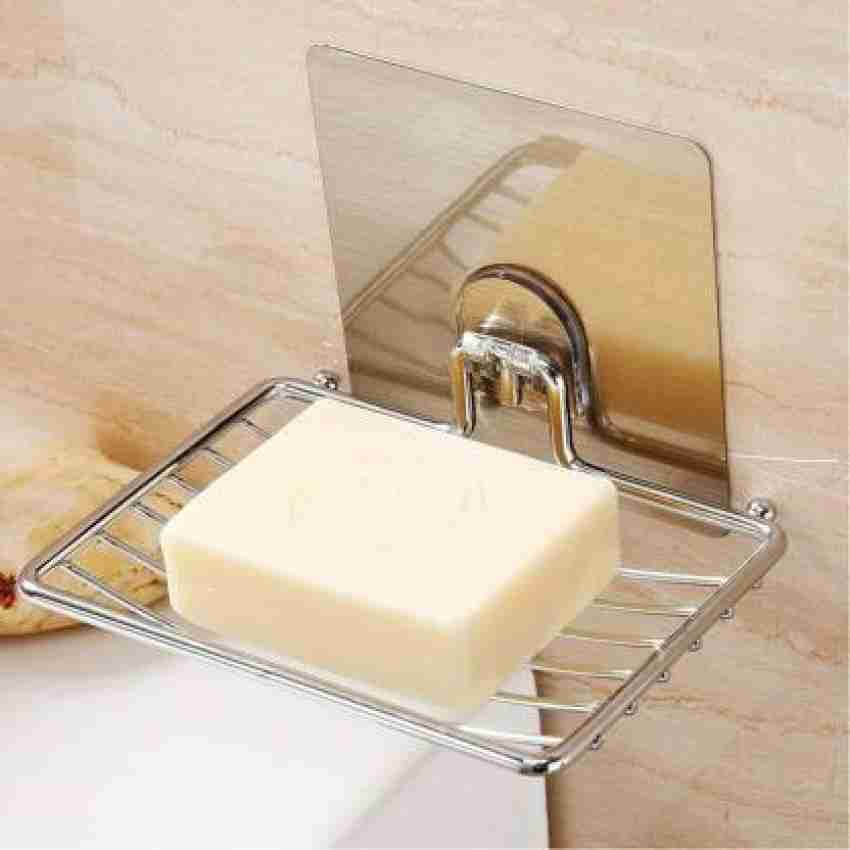 2 Pack Stainless Steel Shower Soap Holder, Self-Adhesive Soap Dishes, Bar  Soap Saver with Drain Wall Mounted for Kitchen/Bathroom Sink, Keep Soap Dry