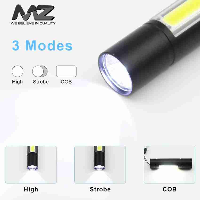 MZ SMALL SUN M212 (RECHARGEABLE LED METAL TORCH) with SOS Function, 25W  Laser COB, 500mAh Battery Torch