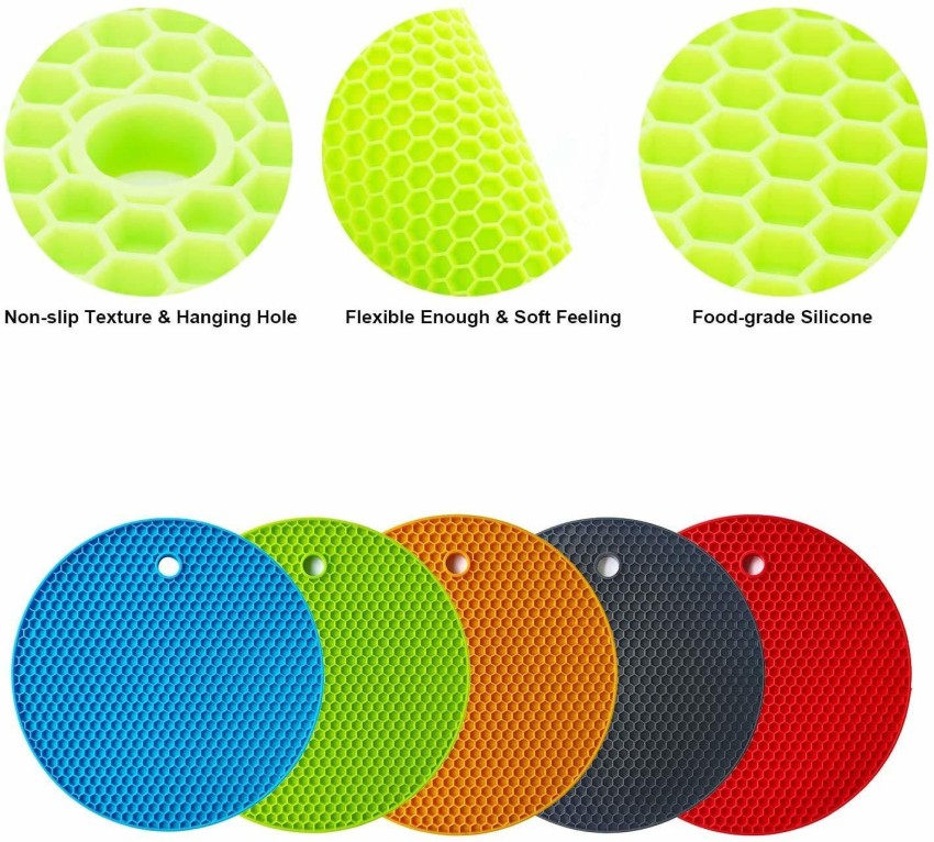 YDL Round Hot Pot Holder Heat Resistant Disc Pads Kitchen Insulation  Anti-Slip Coasters Dining (4 Piece - Multicolour)dish trivet for kitchen mat ,silicone table mat set,silicon round mat,heat resistant mat,heat resistant  mat,silicon kitchen