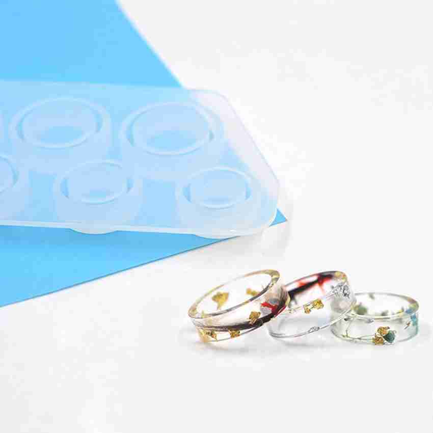 ANHTCZYX 52pcs Assorted Sizes Round Square Flat Ring Silicone Resin Mold Ring Band Jewelry Making Tool US Size 5-12 with Fillings, Girl's, Silver