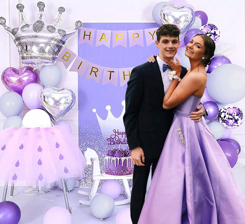 Party Propz Birthday Decorations Kit 49Pcs Purple Happy Birthday Balloons For Decoration Kit for Girls Purple Theme Happy Birthday Decoration Kit Purple Birthday Decorations Kit For Adults Price in In...