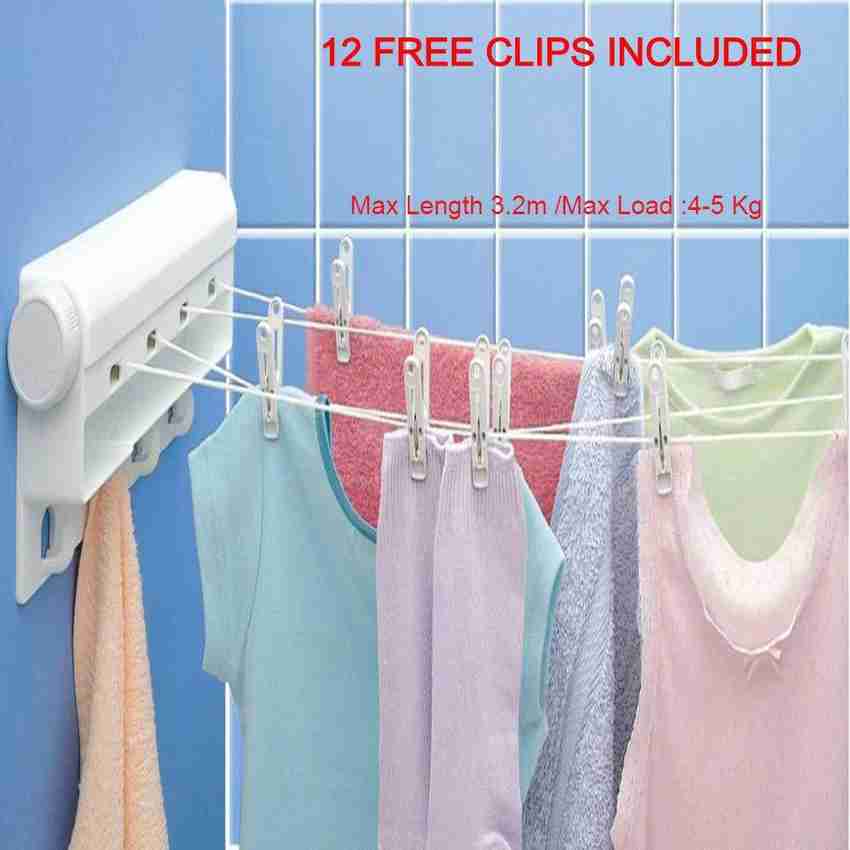 Niyanta Plastic Wall Cloth Dryer Stand Wall Mounted Laundry