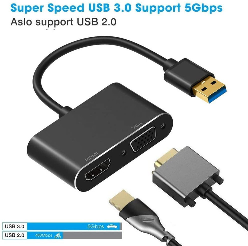 microware HDMI Adapter 0.5 m USB 3.0 to HDMI VGA Adapter USB to