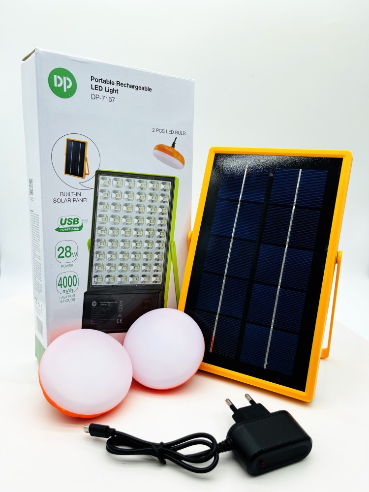 DP 7167 SOLAR EMERGENCY LED LIGHT 4000mAh Battery USB Power