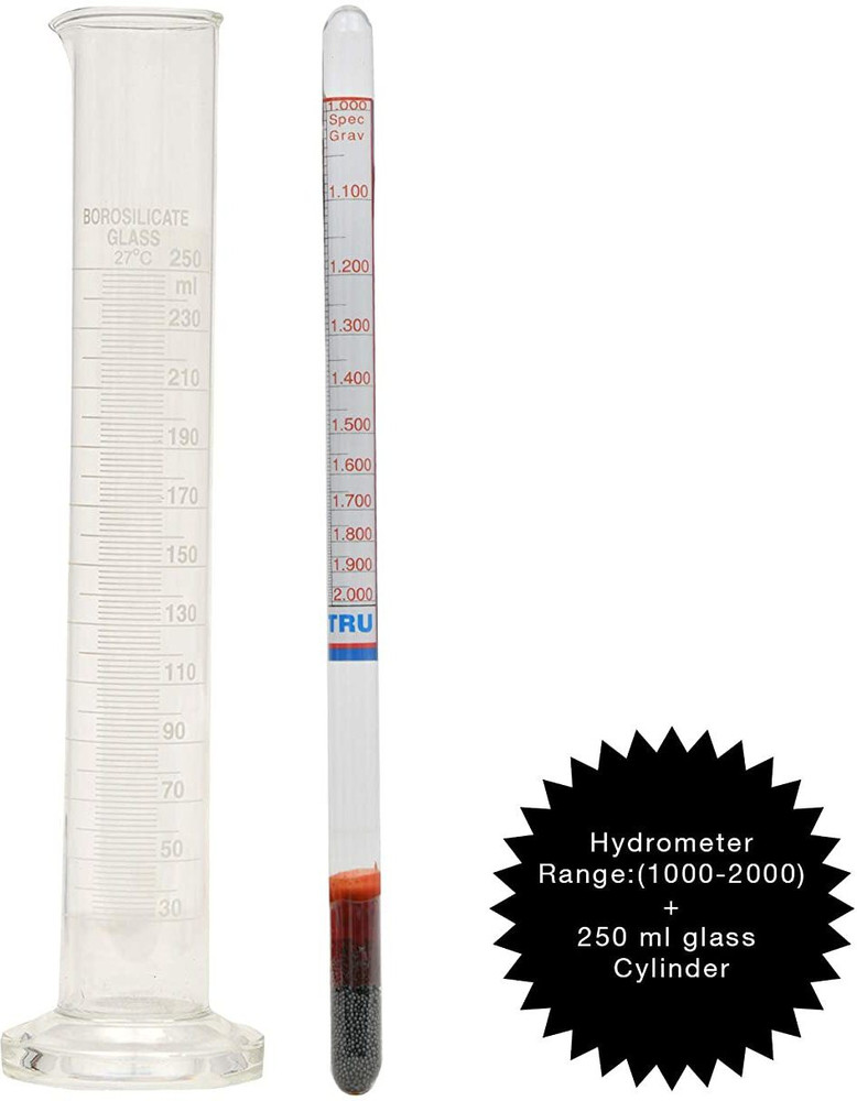 BOMBEY SCIENTIFIC BOROSILICATE GLASS CYLINDER 250ML. WITH GLASS